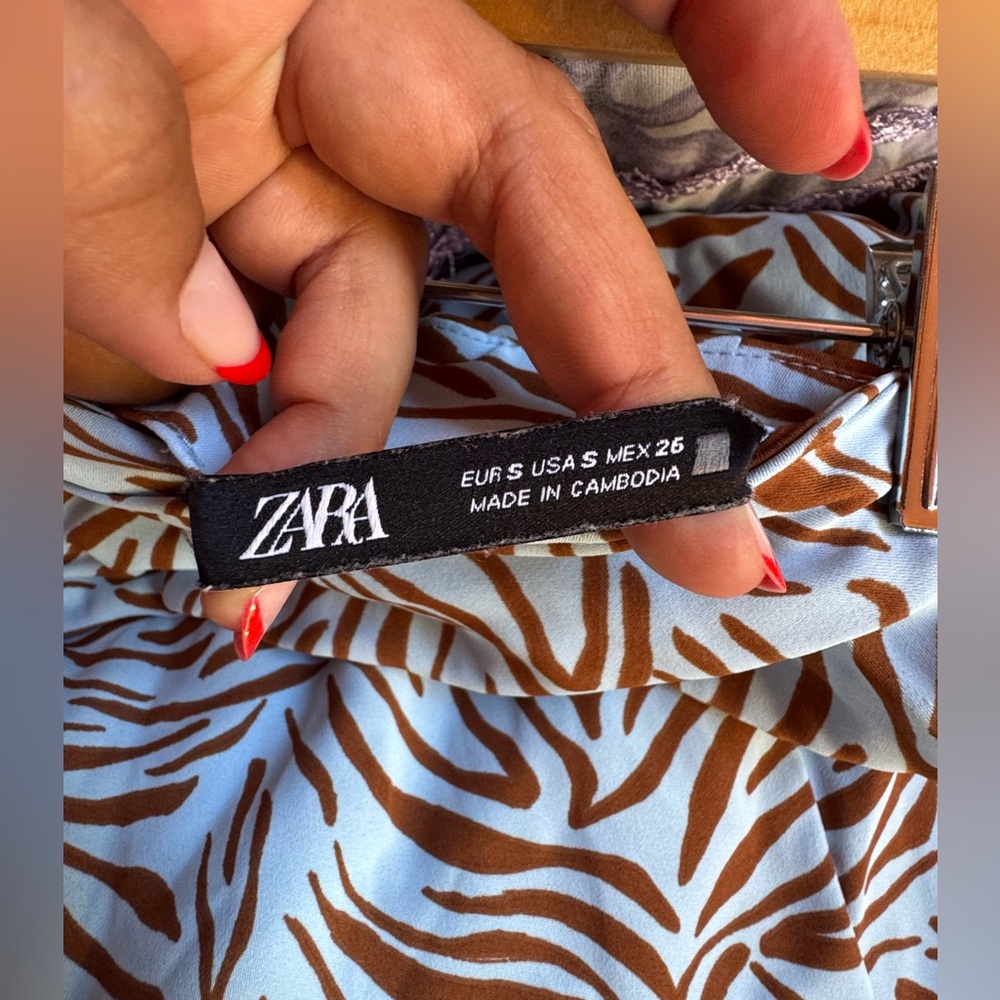 Zara zebra print MIDI skirt blue & brown - Picture 4 of 4